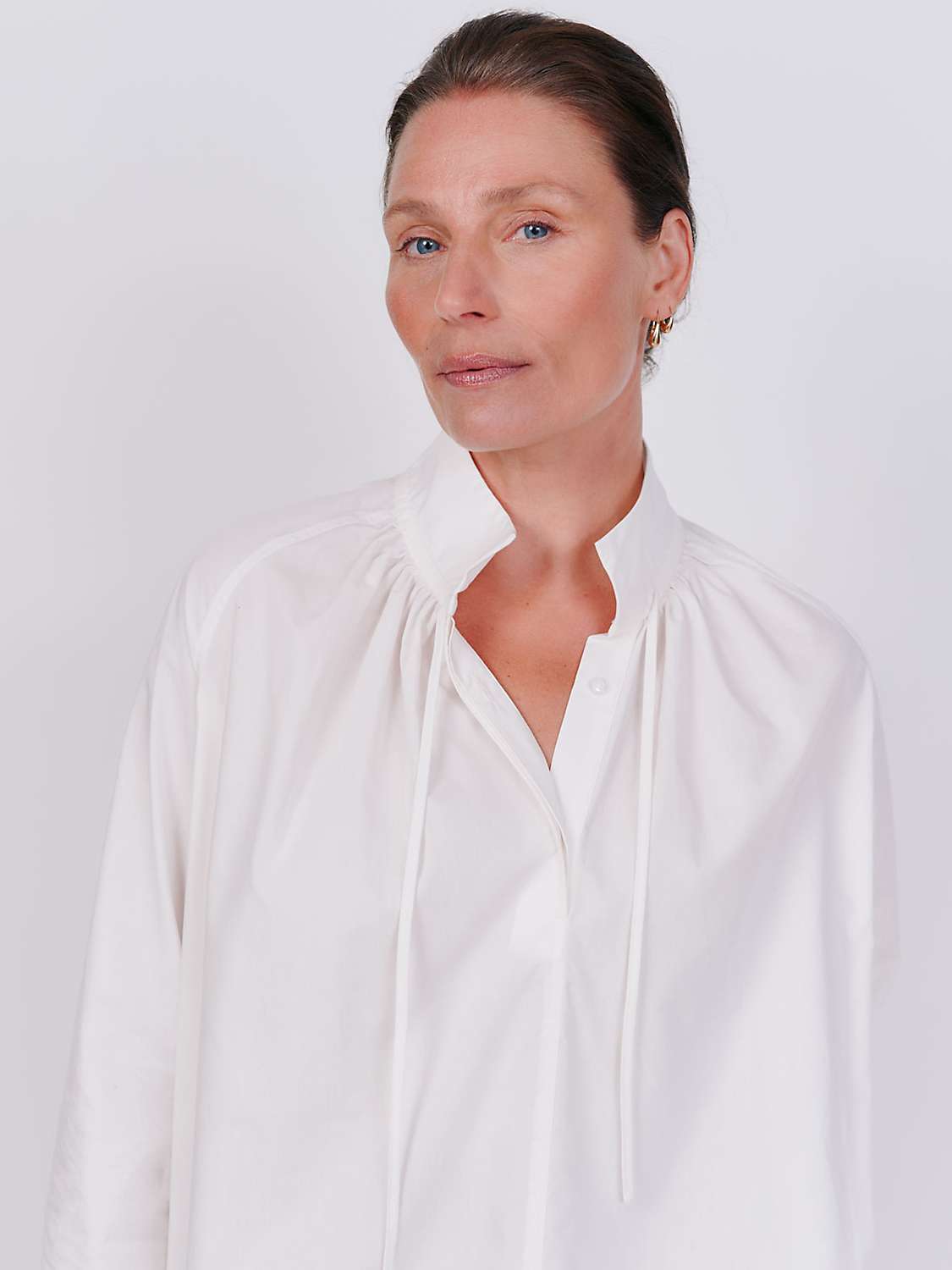 Buy Vivere By Savannah Miller Aria Ruched Cotton Blouse, White Online at johnlewis.com