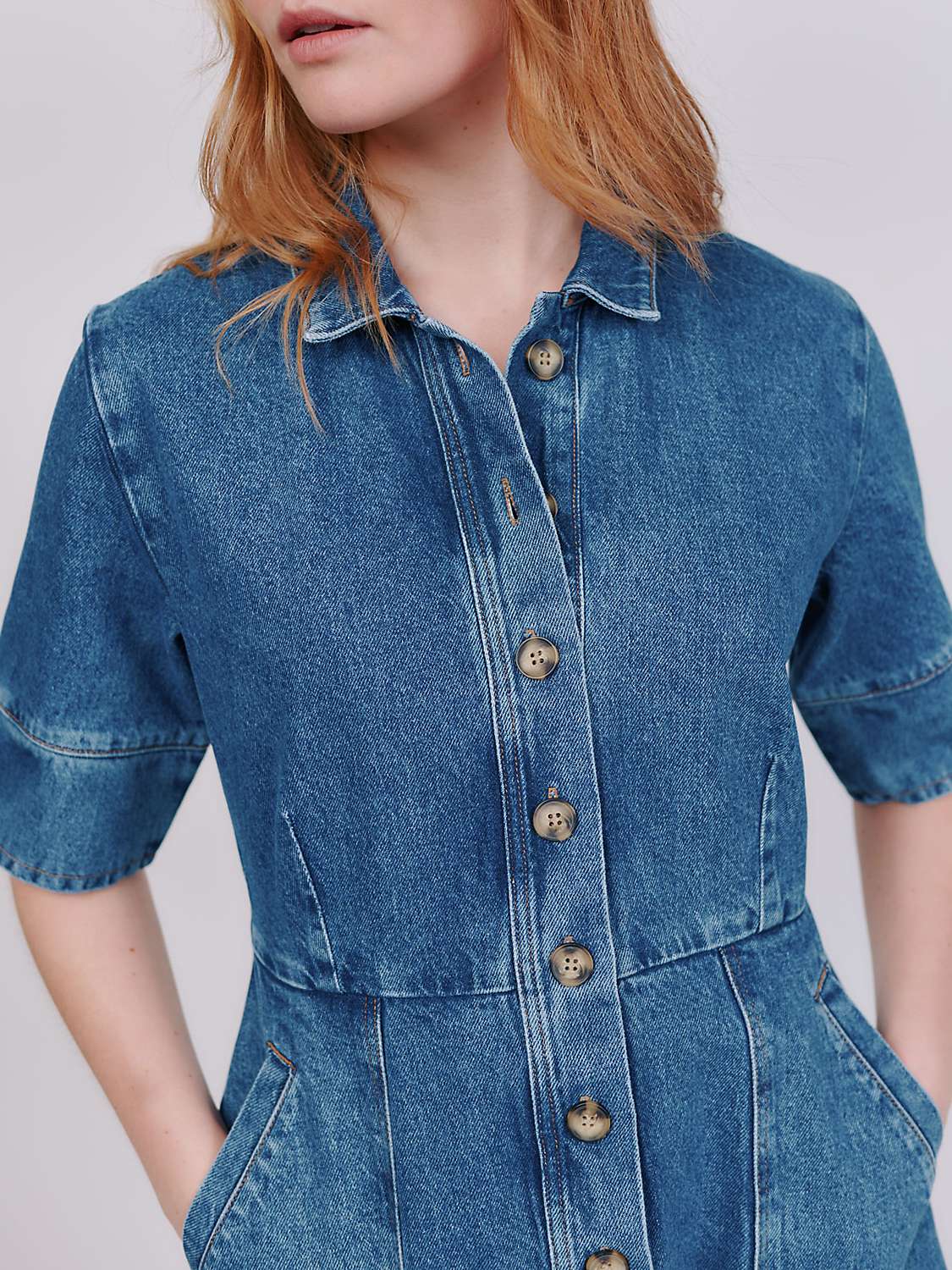 Buy Vivere By Savannah Miller Romy Denim Midi Shirt Dress, Blue Online at johnlewis.com