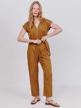 Vivere By Savannah Miller Luna Cotton Blend Twill Jumpsuit, Mid Brown