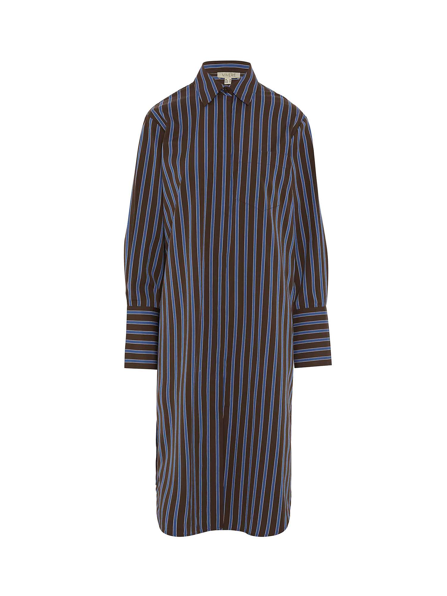 Buy Vivere By Savannah Miller Sid Stripe Midi Shirt Dress, Blue/Brown Online at johnlewis.com
