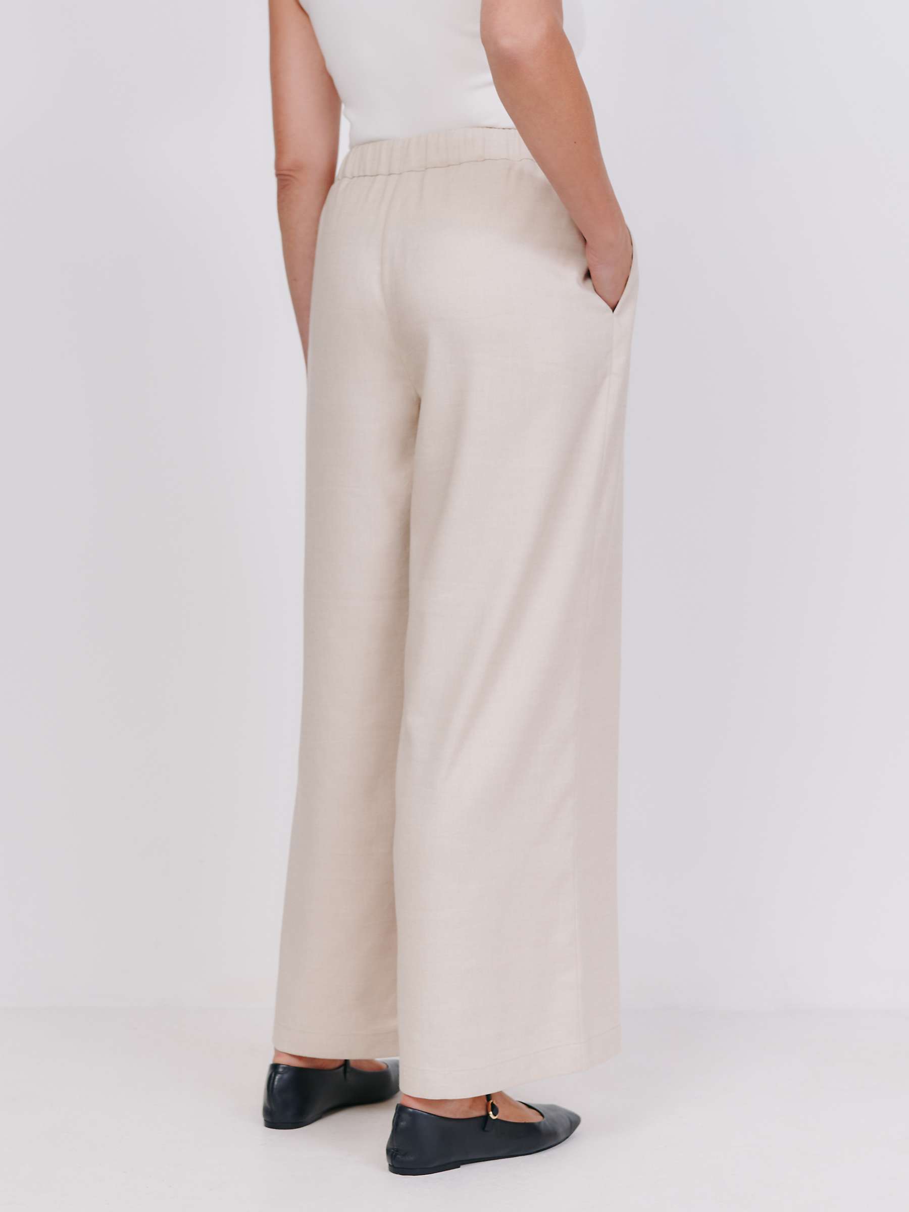 Buy Vivere By Savannah Miller Julian Linen Palazzo Trousers, Oatmeal Online at johnlewis.com