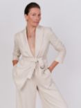 Vivere By Savannah Miller Noah Linen Blend Belted Blazer, Oatmeal