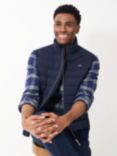 Crew Clothing Wool Blend Dartmouth Hybrid Knit Gilet, Navy Blue