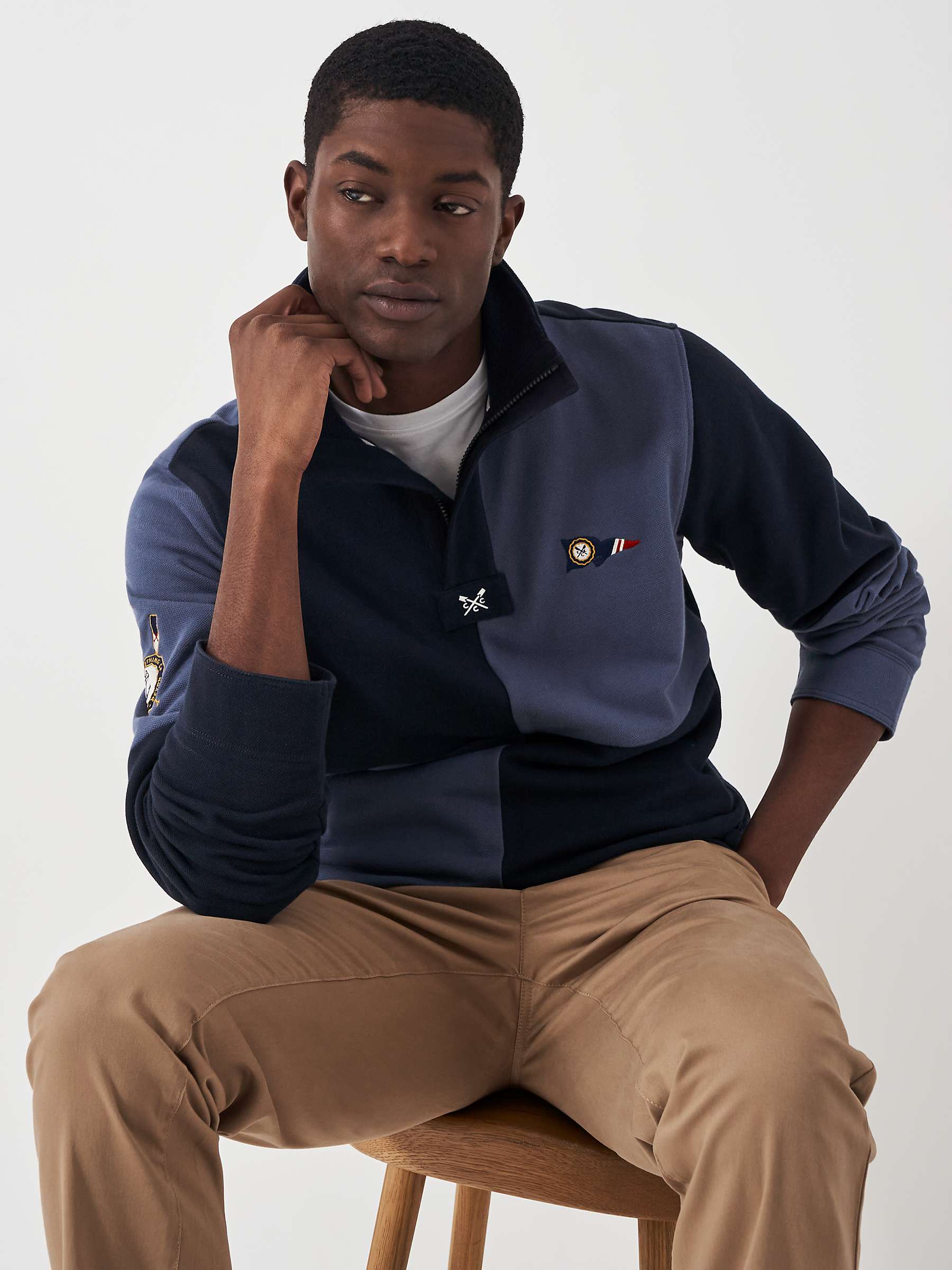Buy Crew Clothing Classic Applique Padstow Sweatshirt, Navy Blue Online at johnlewis.com