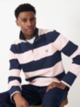 Crew Clothing Padstow Pique Stripe Jumper, Pink/Navy, Pink/Navy