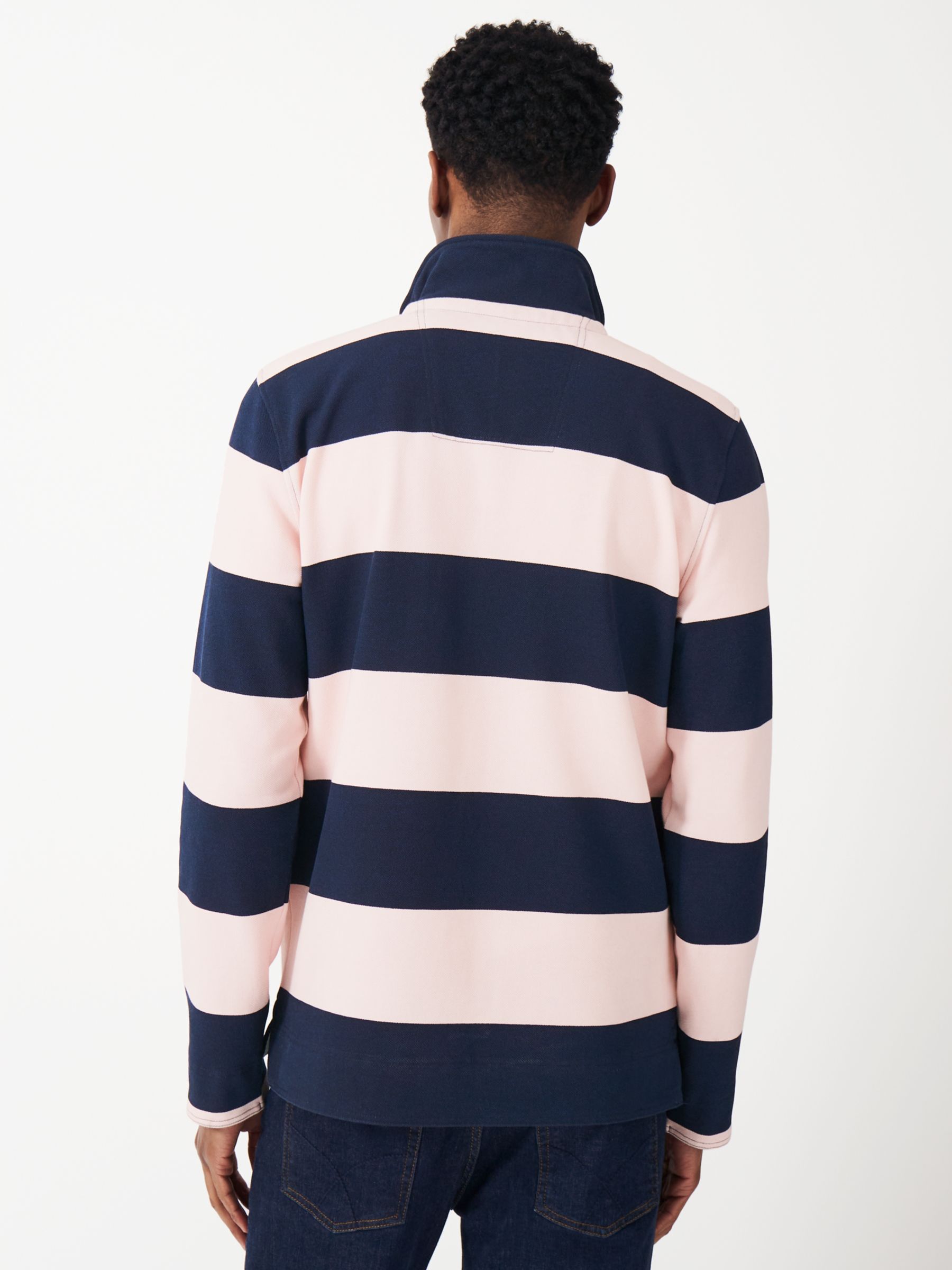 Crew Clothing Padstow Pique Stripe Jumper, Pink/Navy, L