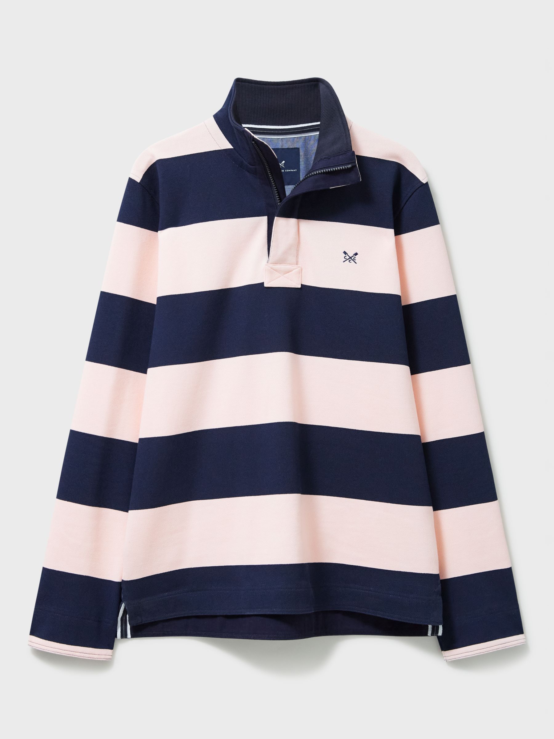 Crew Clothing Padstow Pique Stripe Jumper, Pink/Navy, L