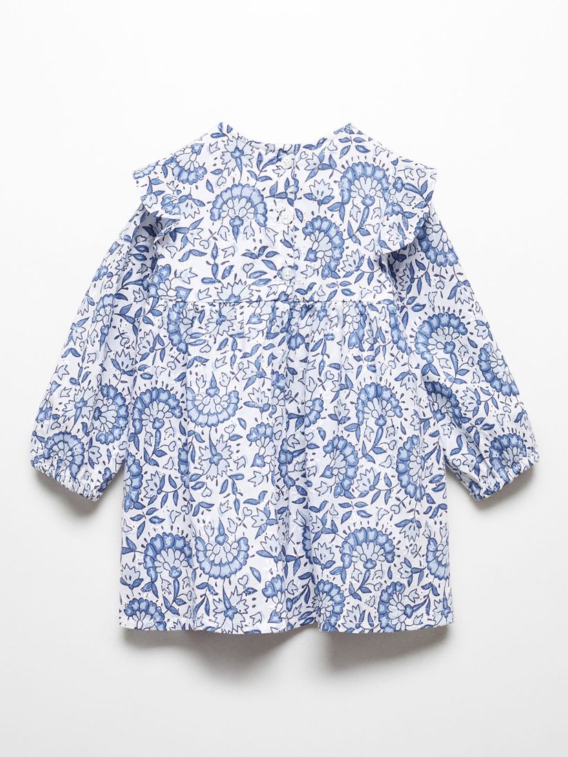 Buy Mango Kids' Gijon Printed Cotton Dress, White/Blue Online at johnlewis.com