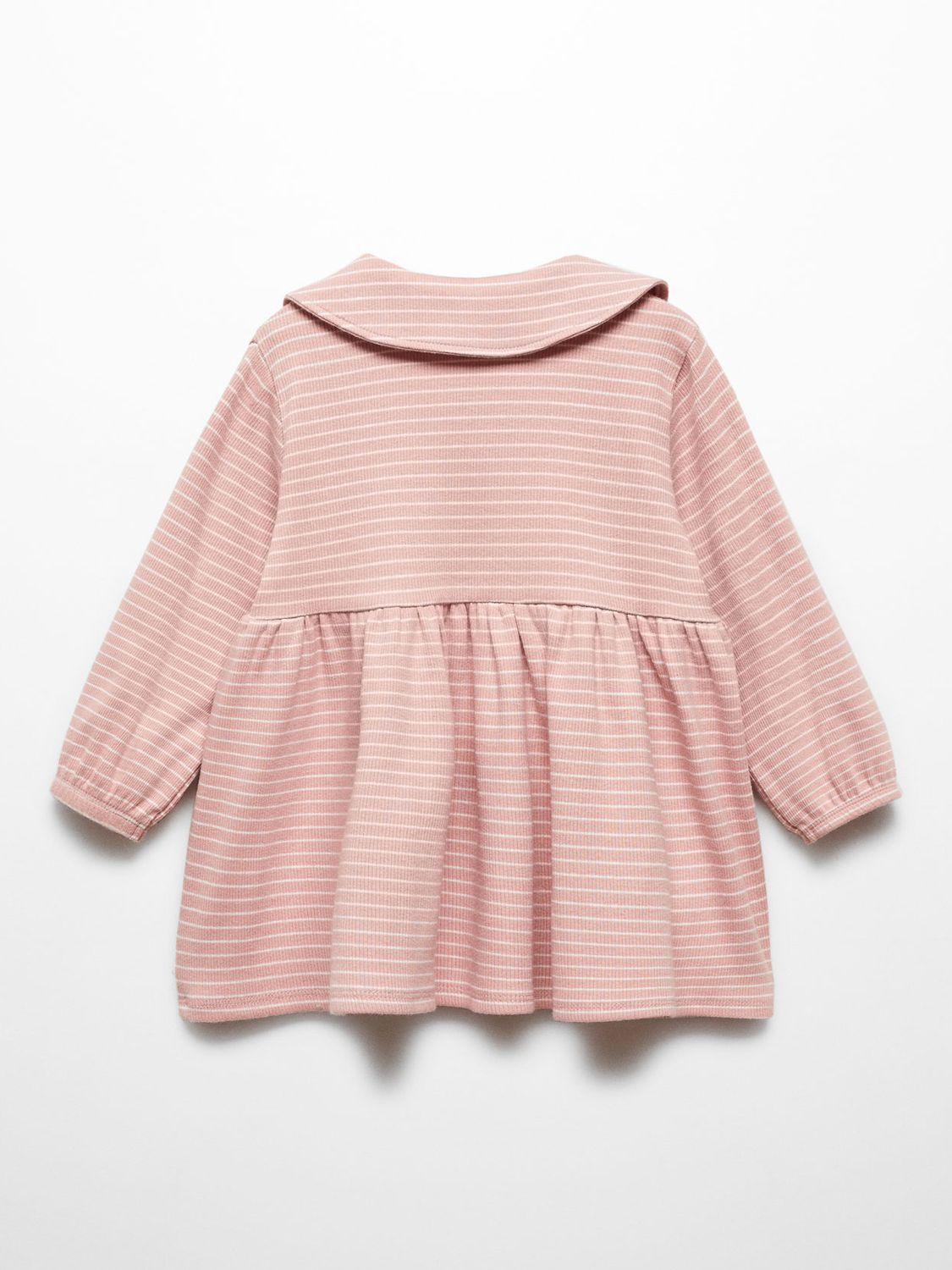 Mango Kids' Ribis Stripe Collar Dress, Pink at John Lewis & Partners