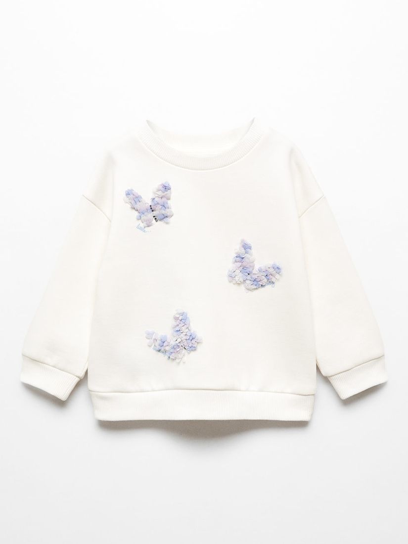 MANGO Snoopy Textured Sweatshirt in Off White