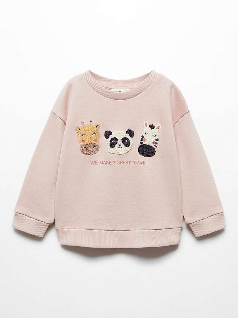 Buy Mango Kids' Embroidered Animal Team Sweatshirt, Pink Online at johnlewis.com
