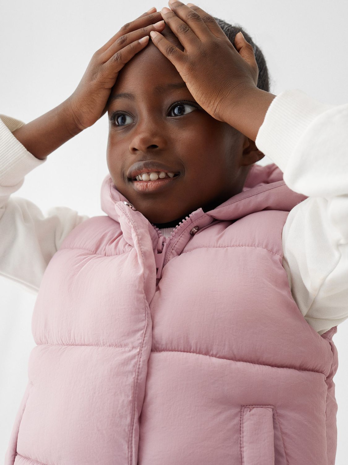 Buy Mango Kids' Laura Quilted Hooded Gilet, Pink Online at johnlewis.com