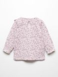 Mango Kids' Susan Floral Print Ruffle Long Sleeve T-Shirt, Pastel Purple