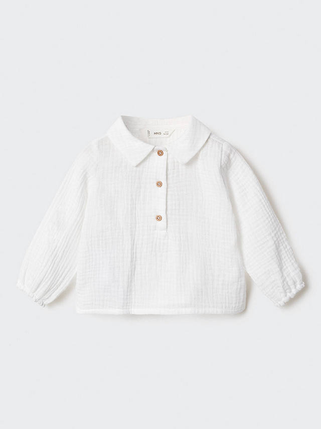 Mango Baby Polo Long Sleeve Shirt, Natural White