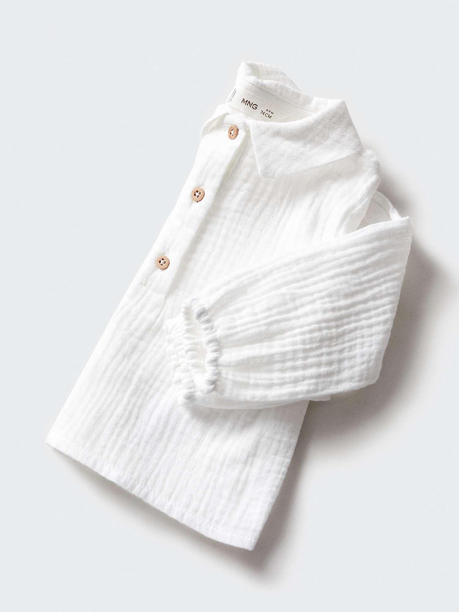 Buy Mango Baby Polo Long Sleeve Shirt, Natural White Online at johnlewis.com