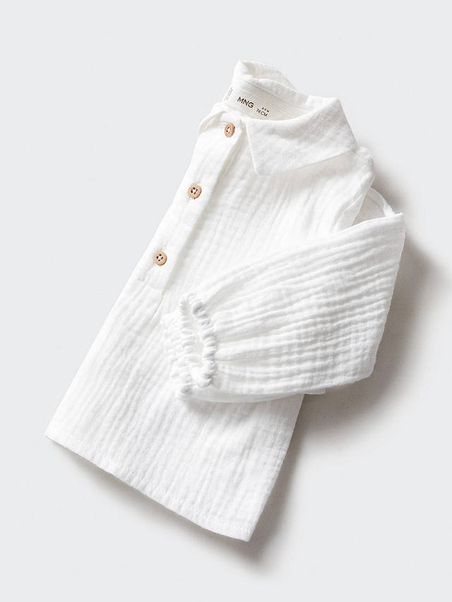 Mango Baby Polo Long Sleeve Shirt, Natural White