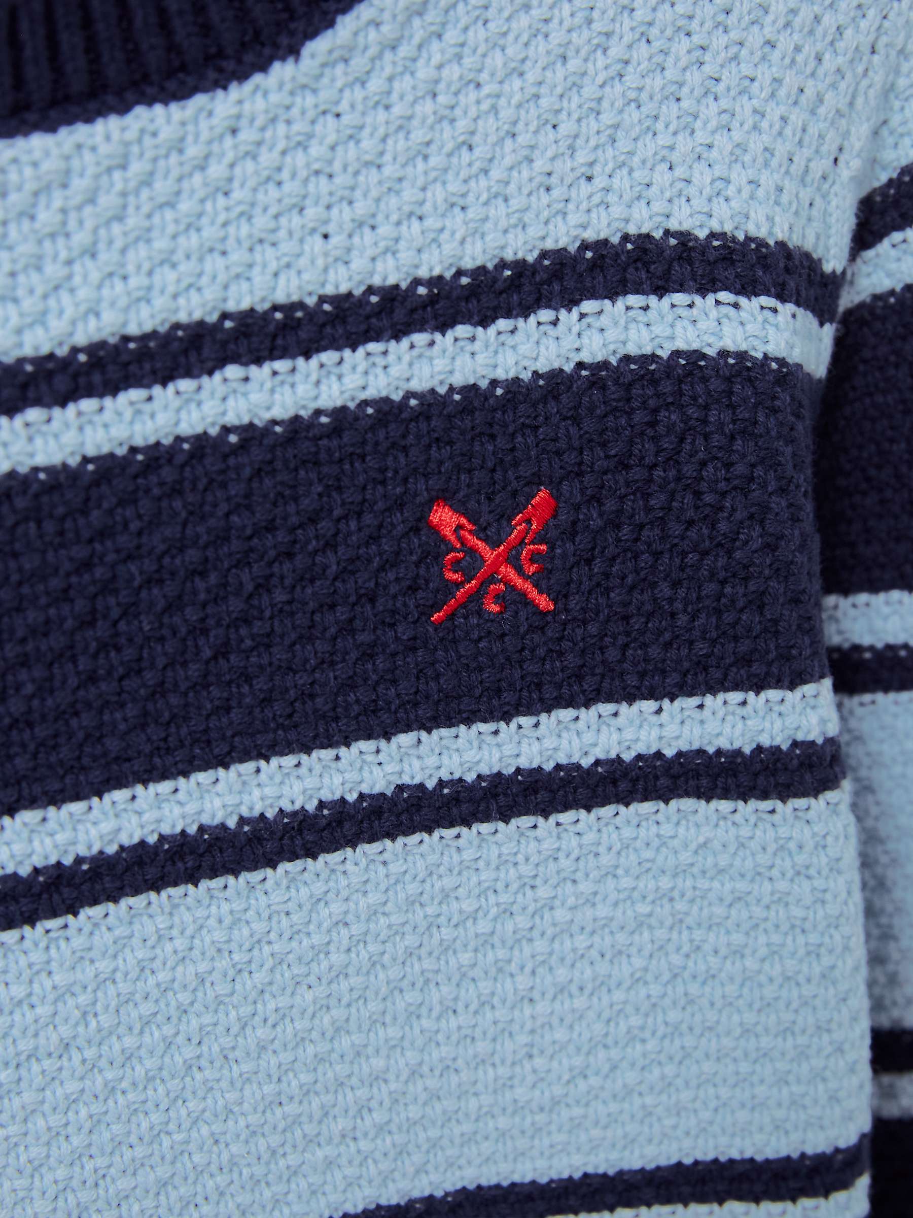 Buy Crew Clothing Kids' Stripe Waffle Stitch Jumper, Navy Blue/Pale Blue Online at johnlewis.com