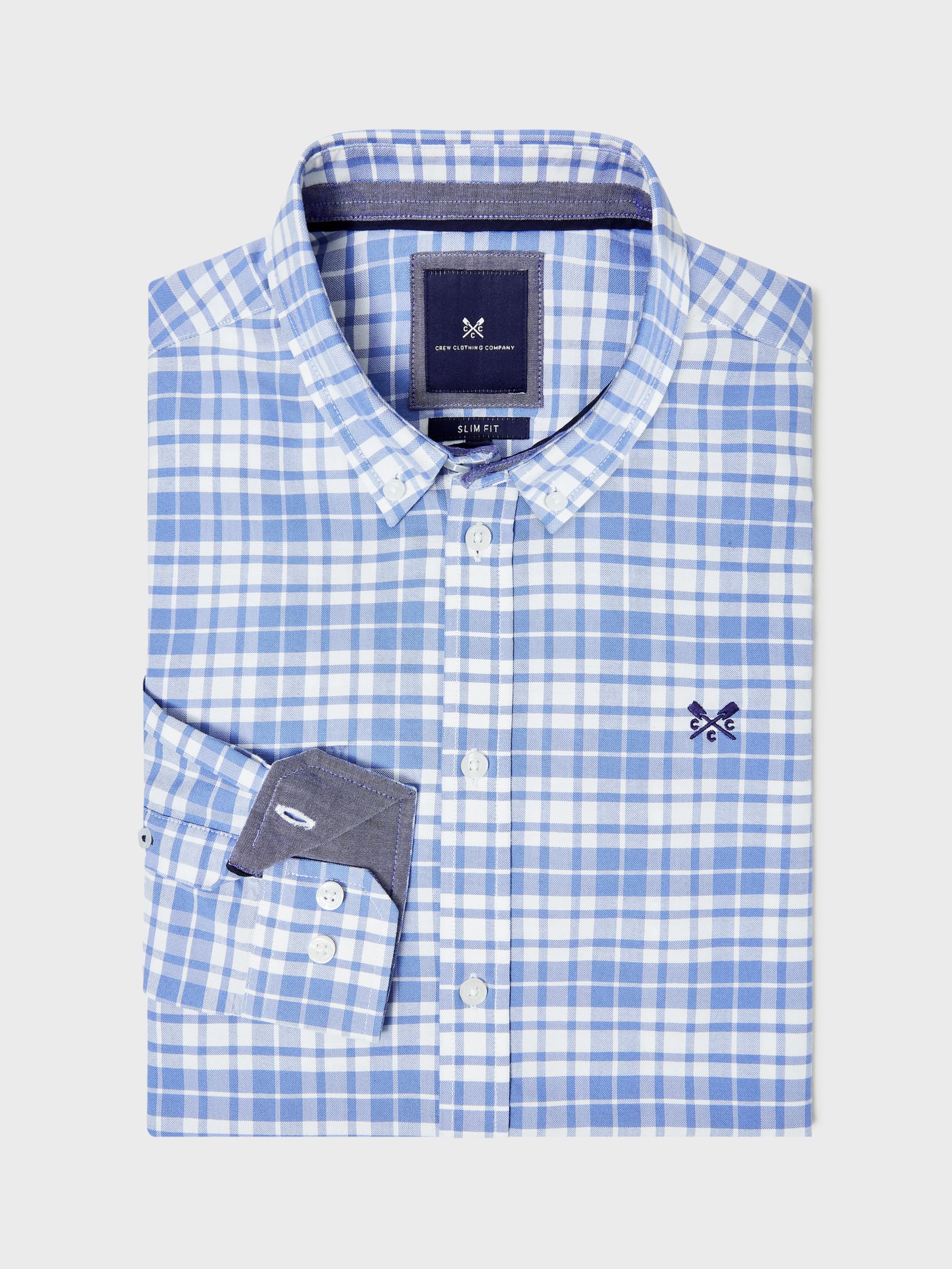 Crew Clothing Georgie Oxford Check Shirt, Mid Blue, XS