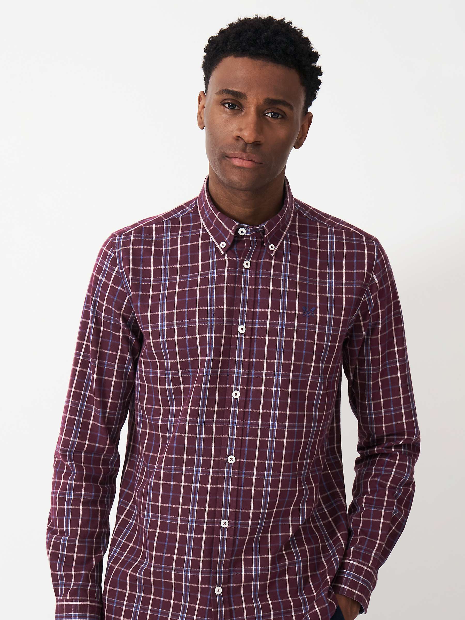 Buy Crew Clothing Richmond Brushed Cotton Shirt, Burgundy Red Online at johnlewis.com