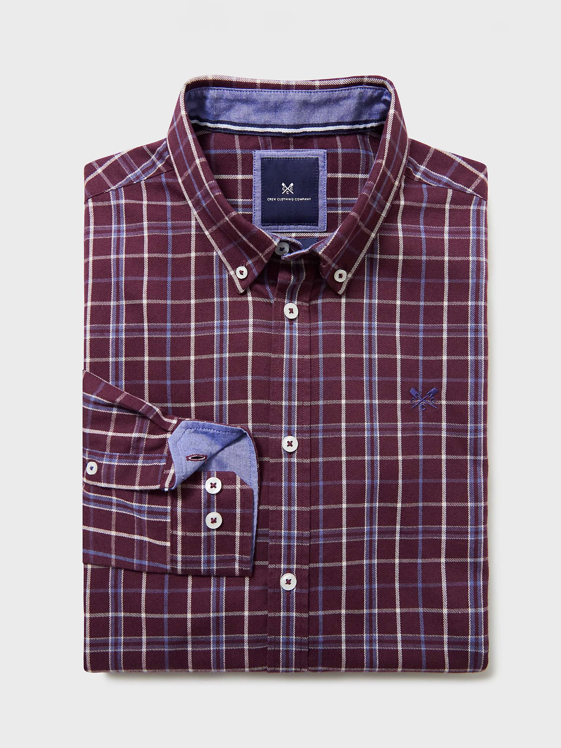 Buy Crew Clothing Richmond Brushed Cotton Shirt, Burgundy Red Online at johnlewis.com