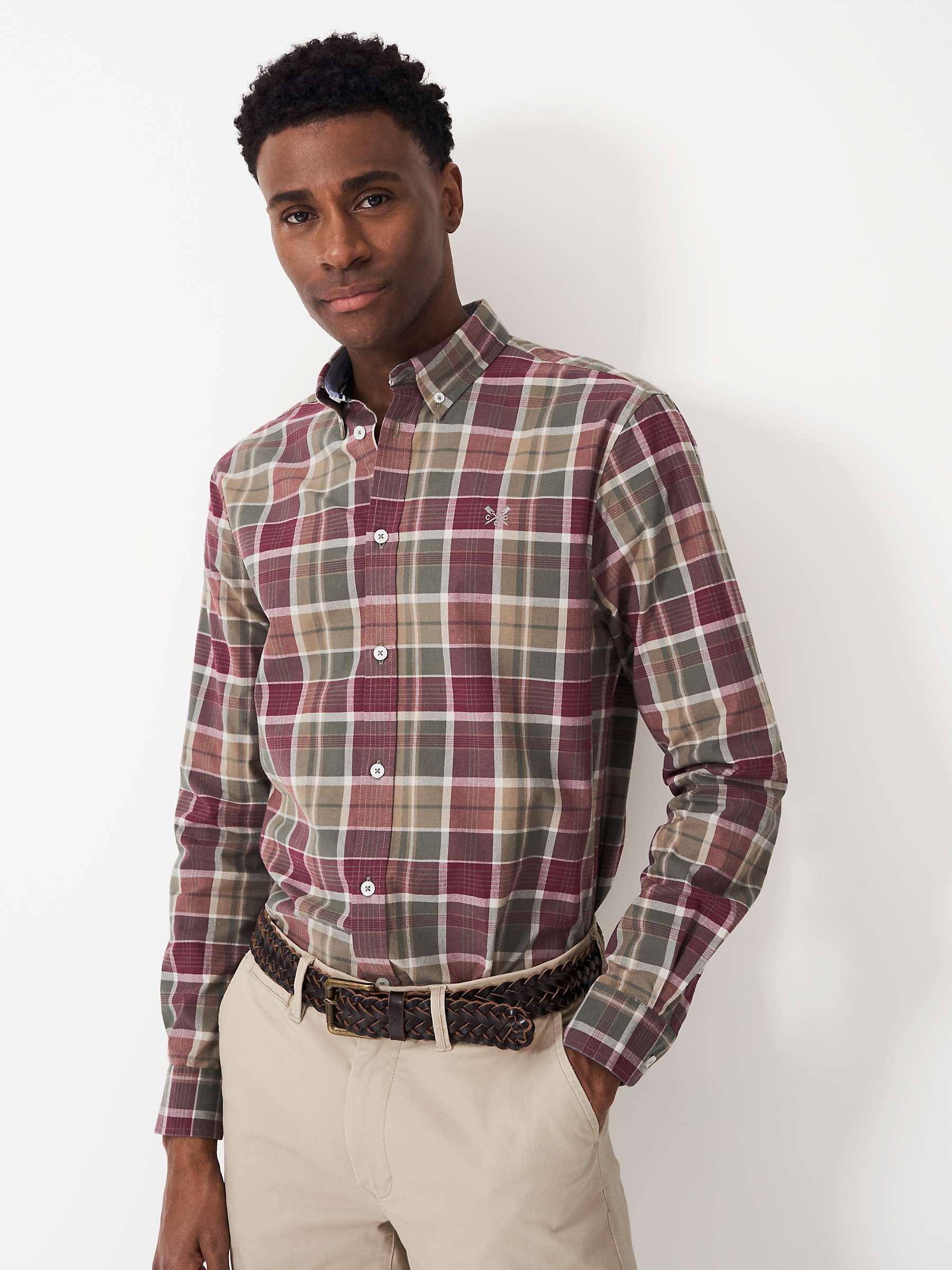 Buy Crew Clothing Monty Check Broadcloth Shirt, Brown/Multi Online at johnlewis.com