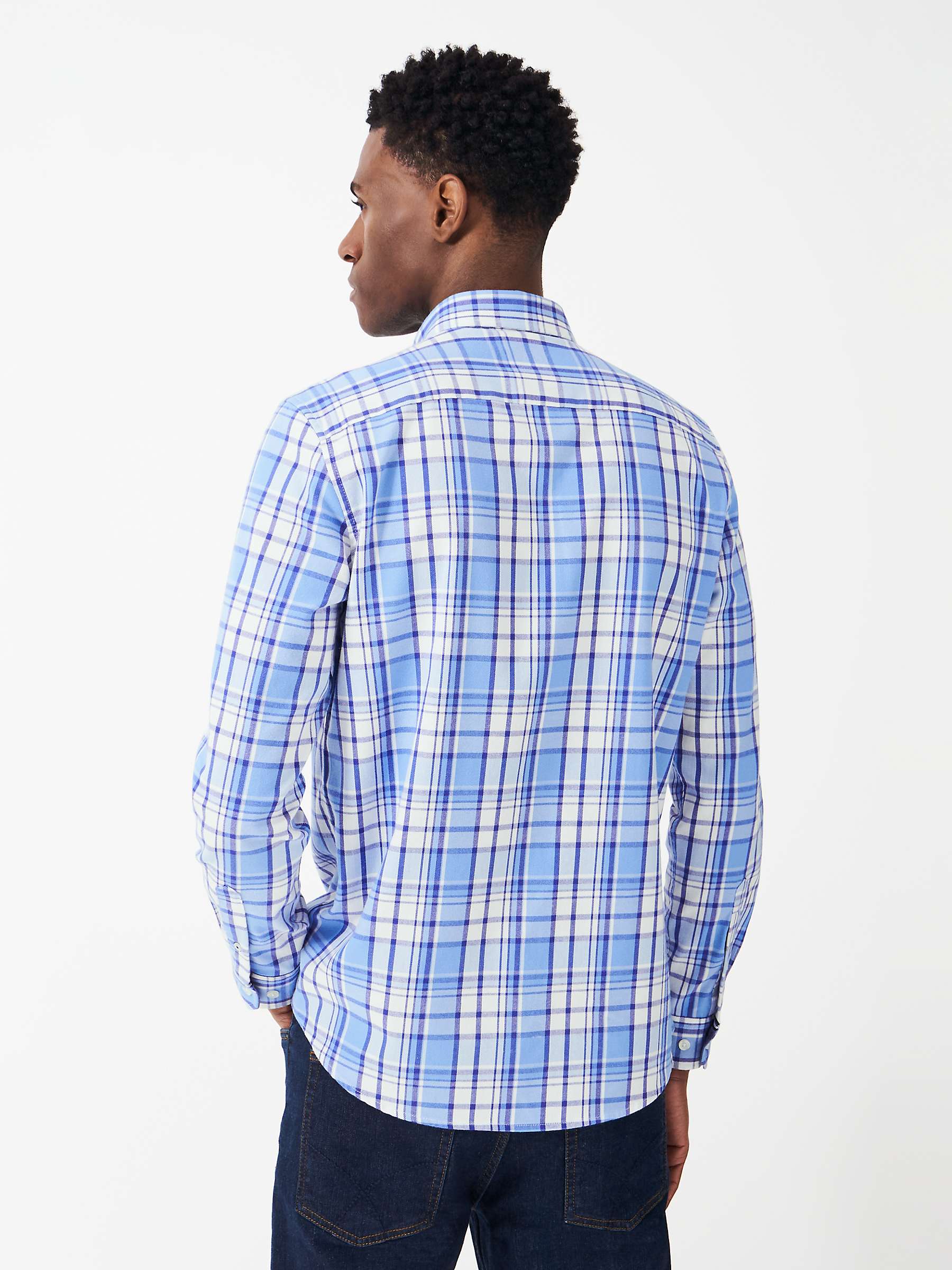 Buy Crew Clothing Russel Slim Fit Brushed Cotton Shirt, Blue/Multi Online at johnlewis.com