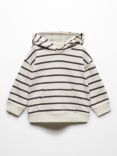 Mango Kids' Rayas Stripe Hooded Sweatshirt, Charcoal