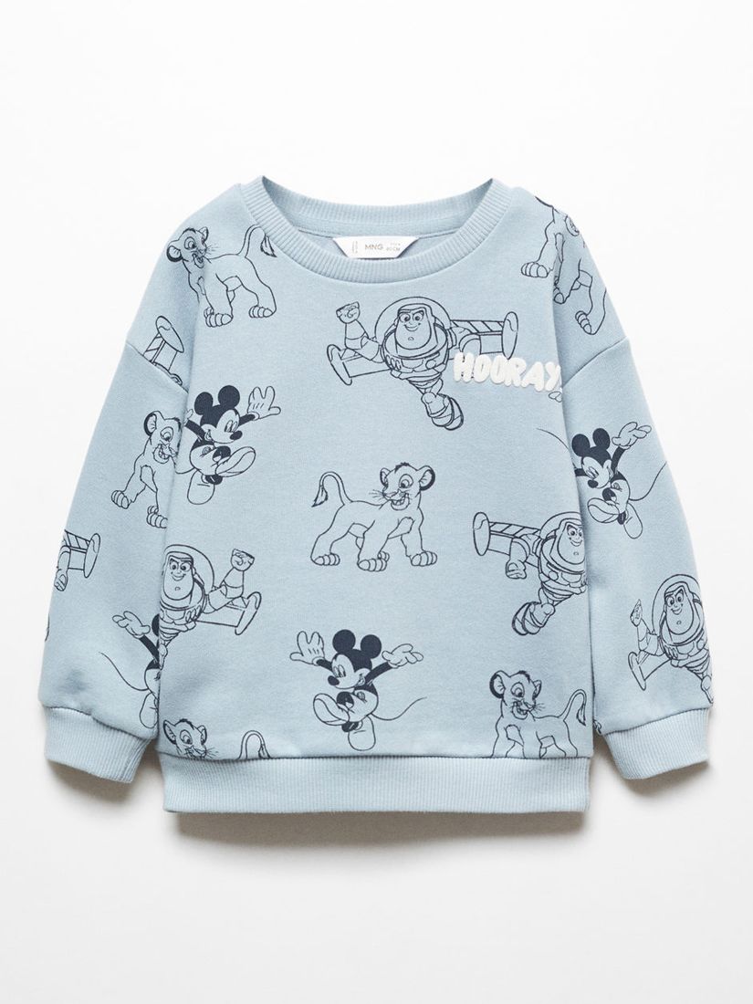 Mango Kids' Disney Hooray Sweatshirt, Pastel Blue at John Lewis & Partners