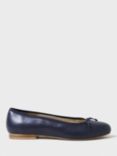 Crew Clothing Leather Ballerina Pumps, Dark Blue