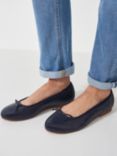 Crew Clothing Leather Ballerina Pumps, Dark Blue