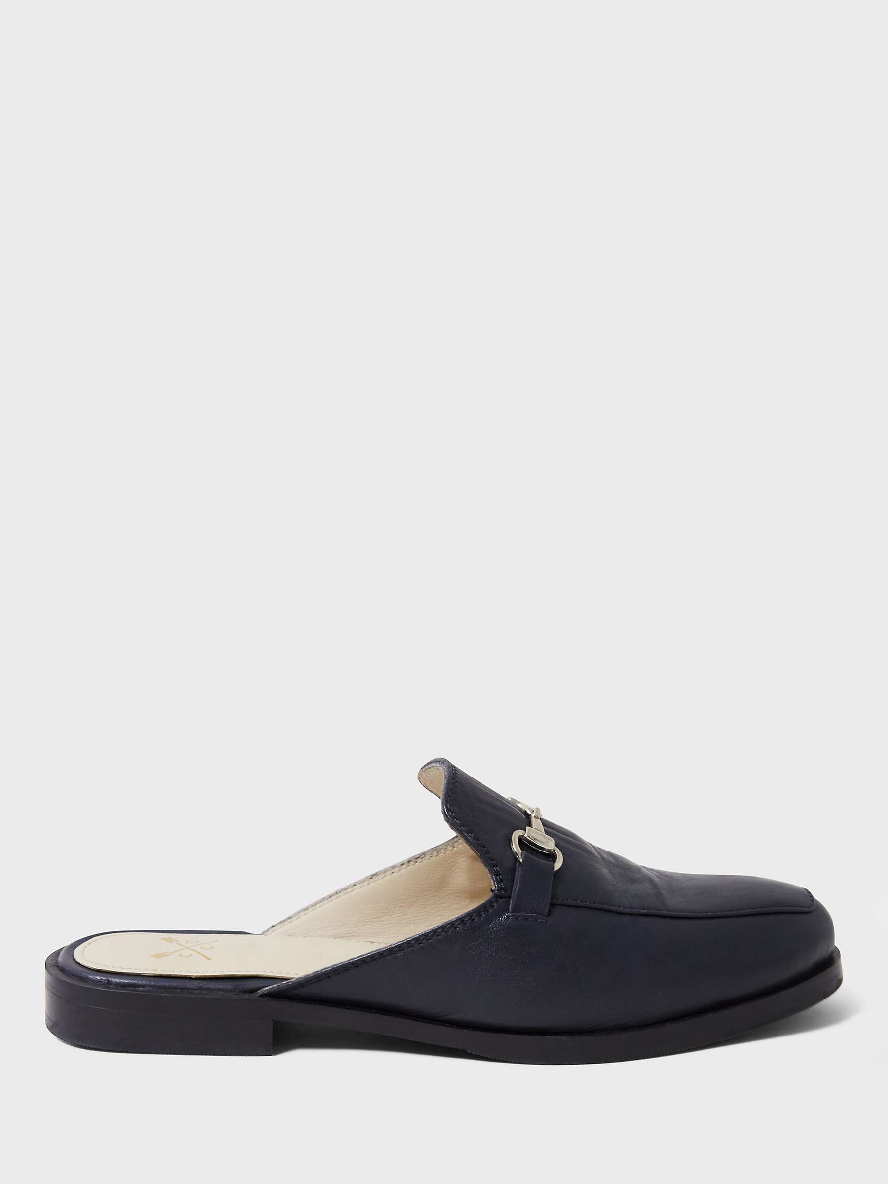 Buy Crew Clothing Leather Backless Loafers, Navy Online at johnlewis.com