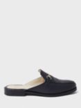 Crew Clothing Leather Backless Loafers, Navy