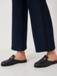 Crew Clothing Leather Backless Loafers, Navy