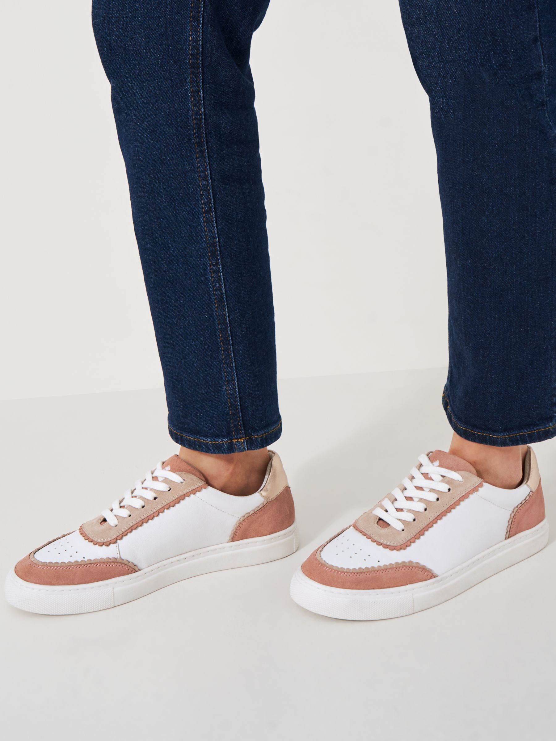 Buy Crew Clothing Clara Colour Block Leather Trainers, White/Multi Online at johnlewis.com