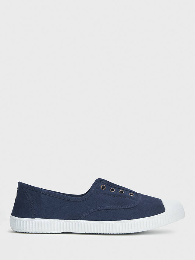Crew Clothing Laceless Trainers, Navy Blue at John Lewis & Partners