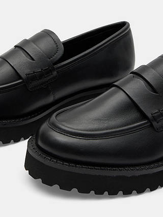 HUSH Blake Cleated Leather Loafers, Black