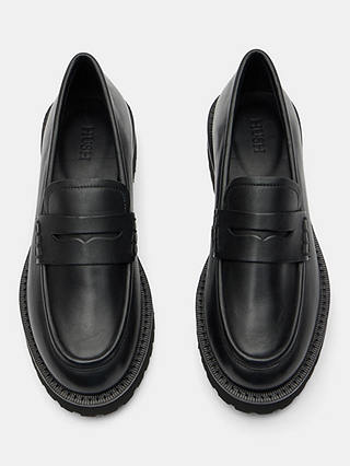 HUSH Blake Cleated Leather Loafers, Black