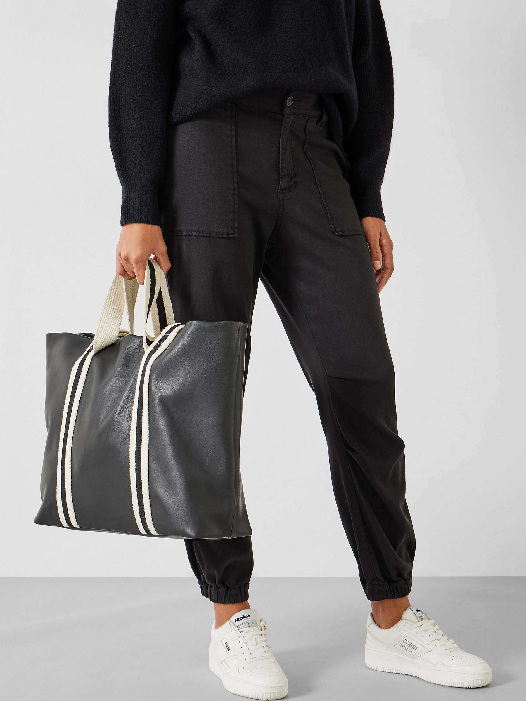 Buy HUSH Marlon Oversized Leather Tote Bag, Black Online at johnlewis.com