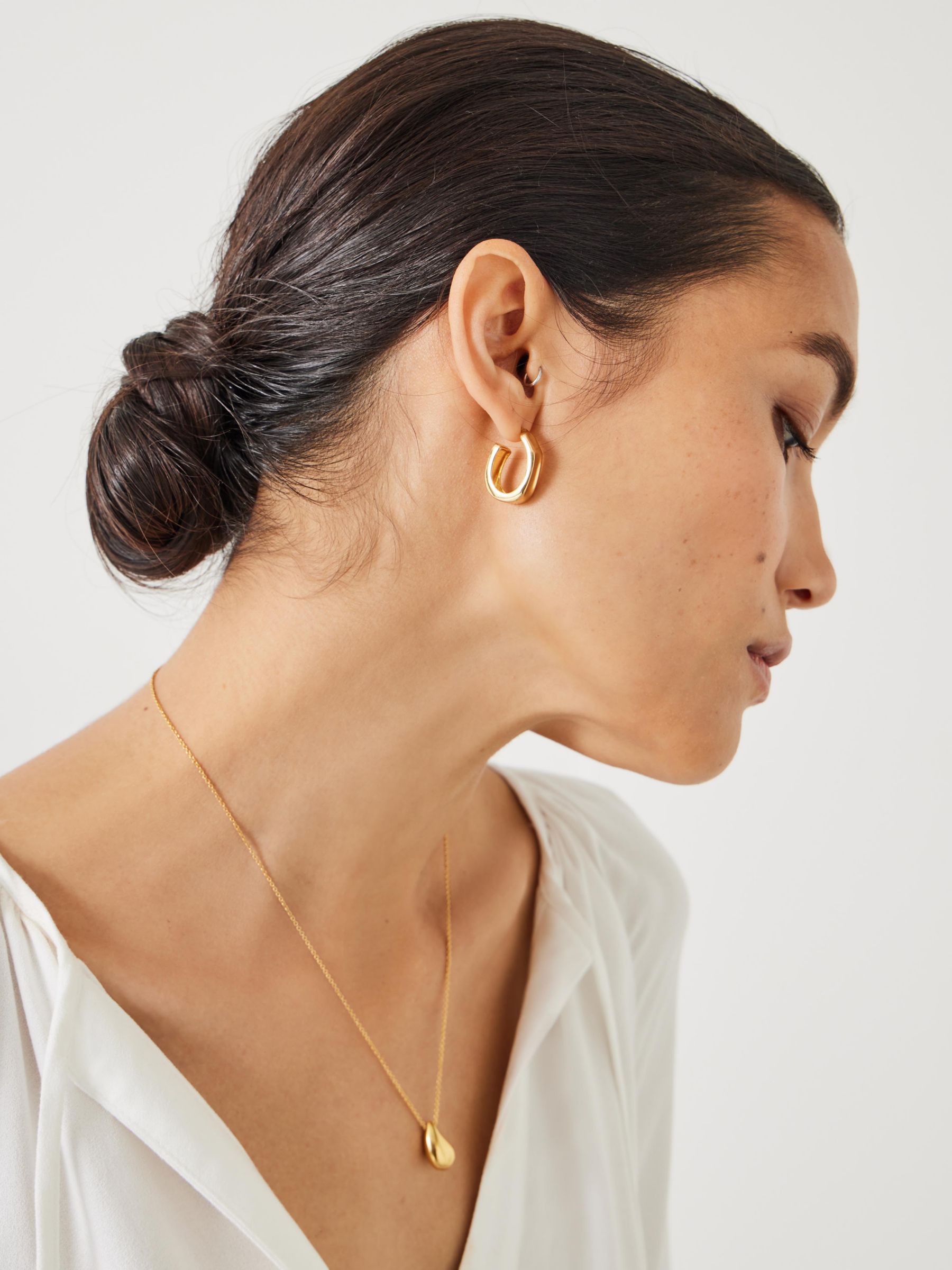 Buy HUSH Paloma Angular Chunky Hoop Earrings, Gold Online at johnlewis.com