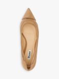 Dune Hepburn Vinyl Panel Suede Pointed Toe Court Shoes, Camel, Camel-suede