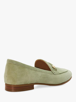 Dune Grandeur Suede Snaffle Trim Loafers, Pale Green