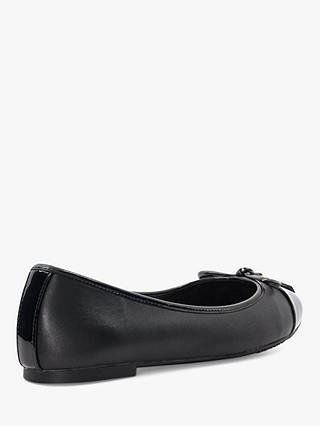 Dune Hallo Leather Charm Trim Ballet Pumps, Black