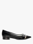 Dune Hepburn Vinyl Panel Patent Pointed Toe Court Shoes, Black, Black-patent_synthe