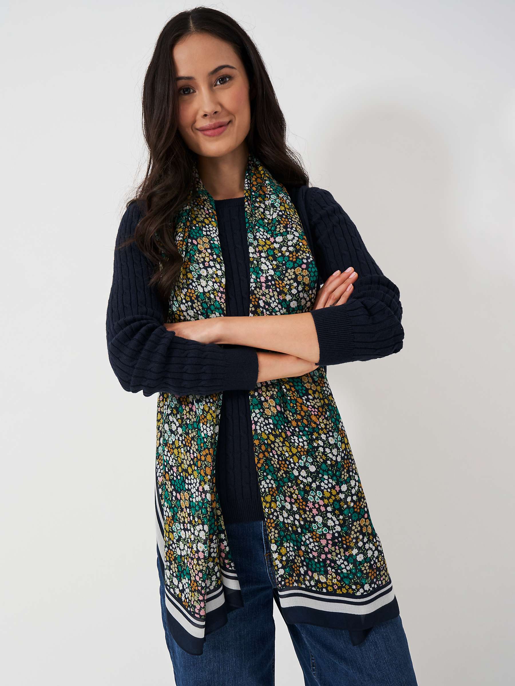 Buy Crew Clothing Ditsy Floral Print Scarf, Green/Multi Online at johnlewis.com