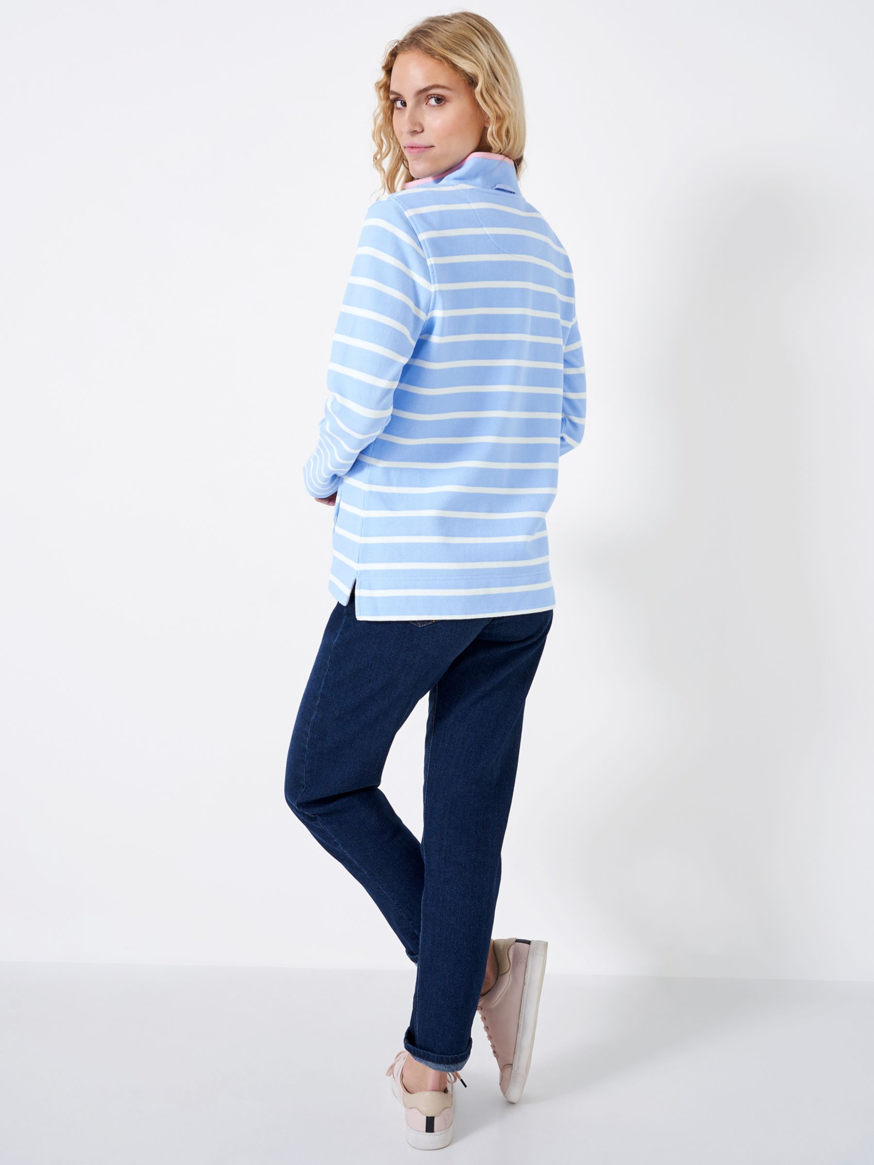 Buy Crew Clothing Cotton Half Button Padstow Jumper, Light Blue Online at johnlewis.com
