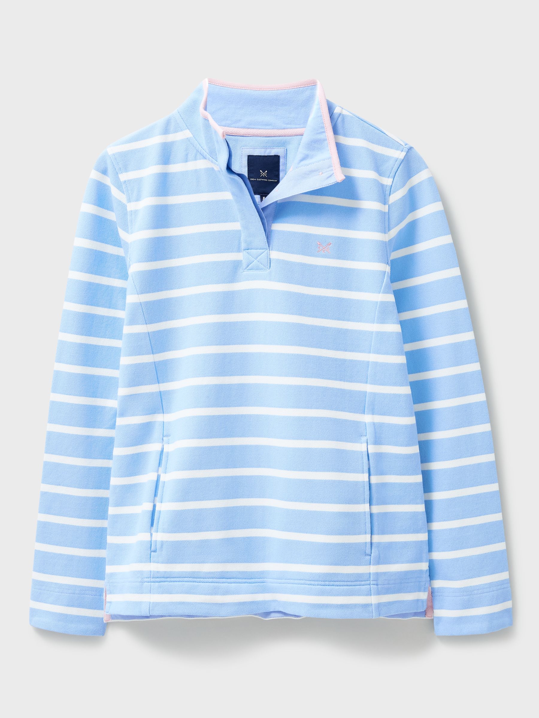 Buy Crew Clothing Cotton Half Button Padstow Jumper, Light Blue Online at johnlewis.com