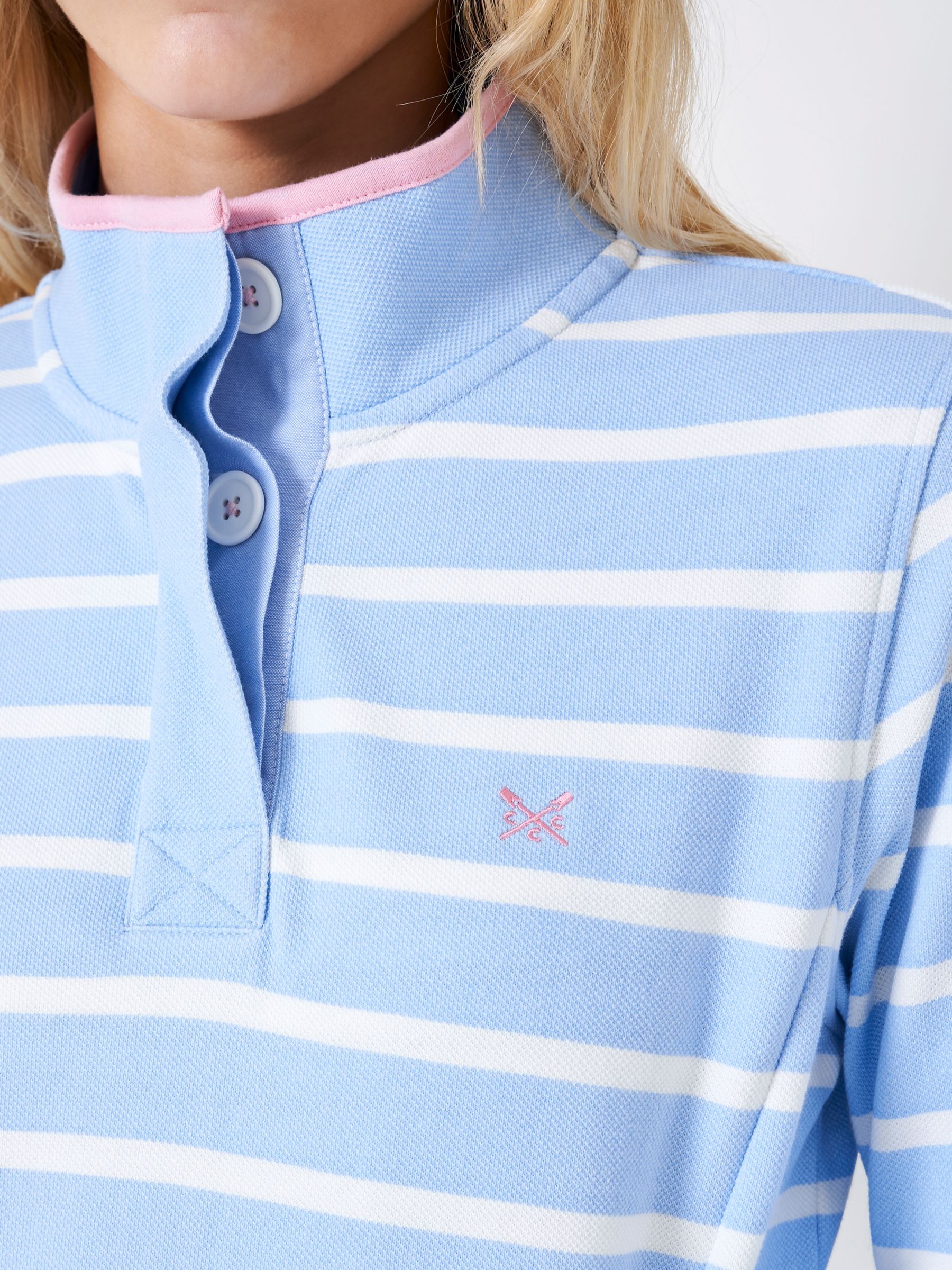 Buy Crew Clothing Cotton Half Button Padstow Jumper, Light Blue Online at johnlewis.com