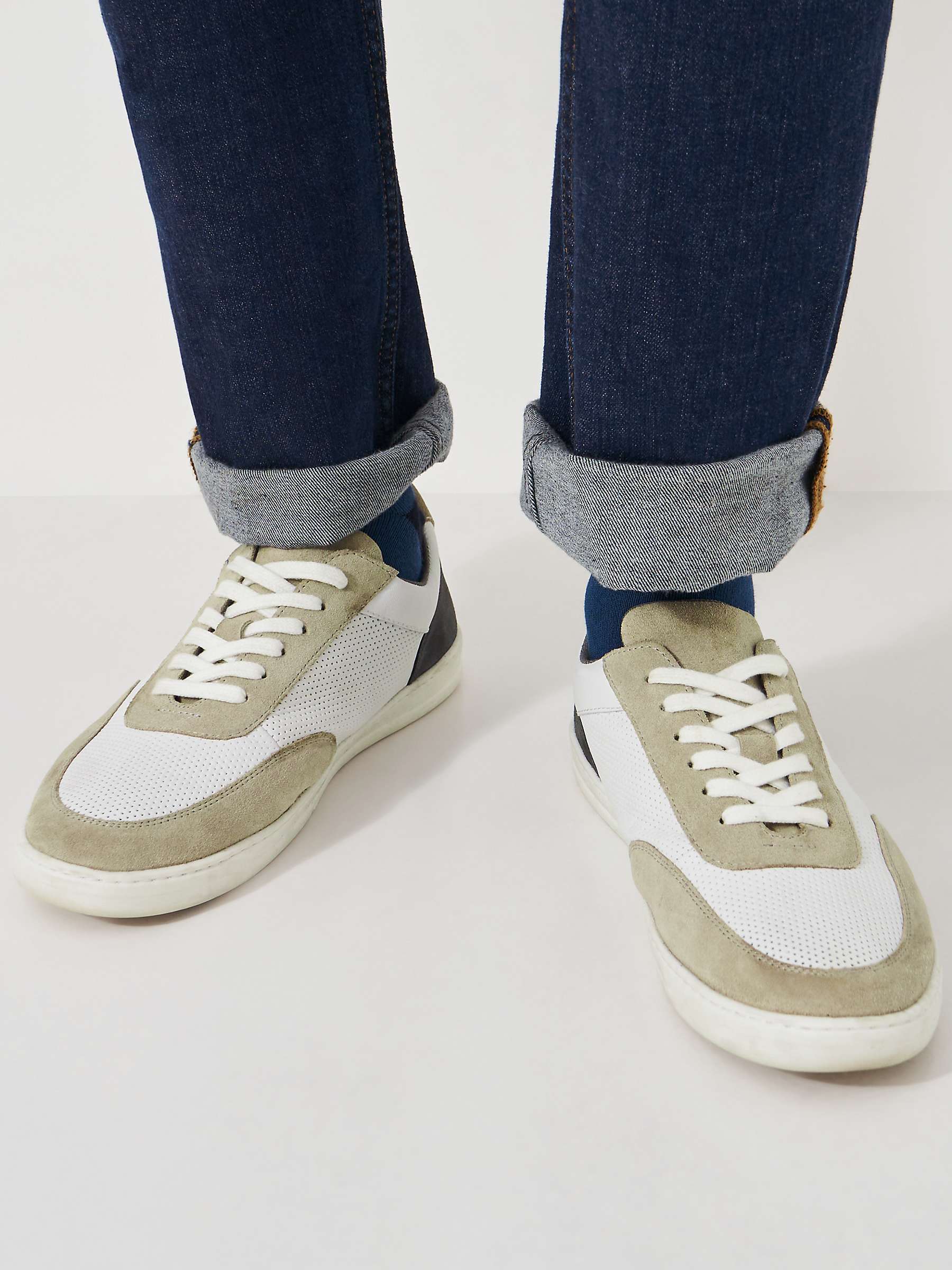 Buy Crew Clothing Alfie Colour Block Leather Trainers, White Multi Online at johnlewis.com