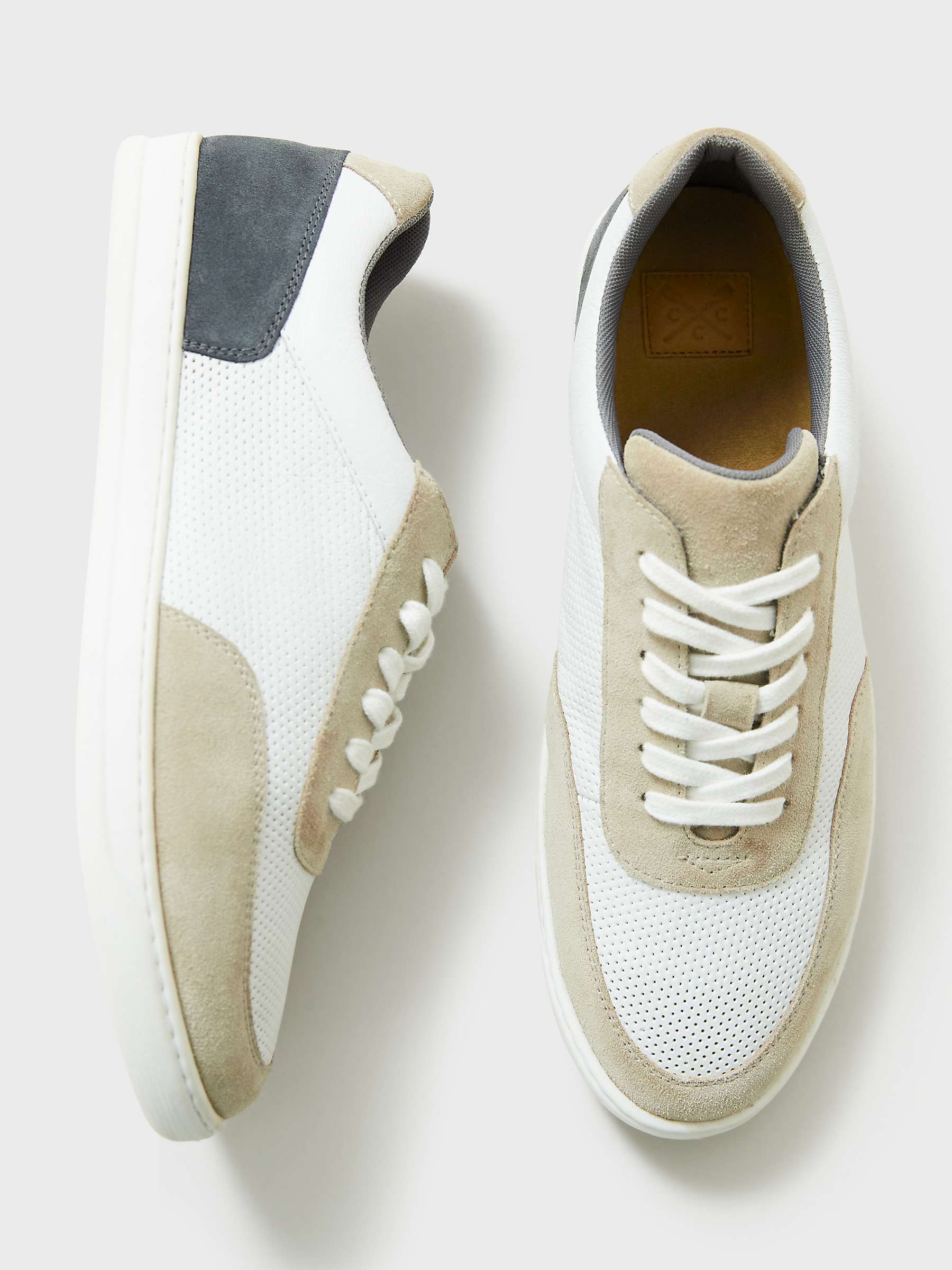 Buy Crew Clothing Alfie Colour Block Leather Trainers, White Multi Online at johnlewis.com