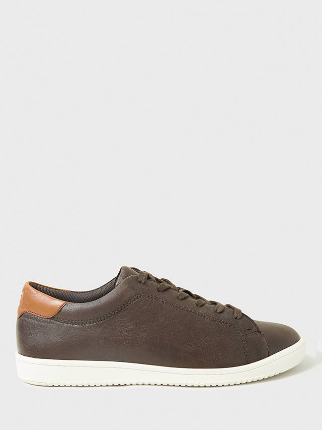 Crew Clothing Leather Lace Up Trainers, Chocolate